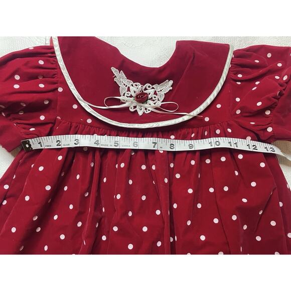 Adorable Vintage Jo Lene Girls Dress 4T Velvet Puff Sleeve USA Made Holiday - Picture 8 of 8